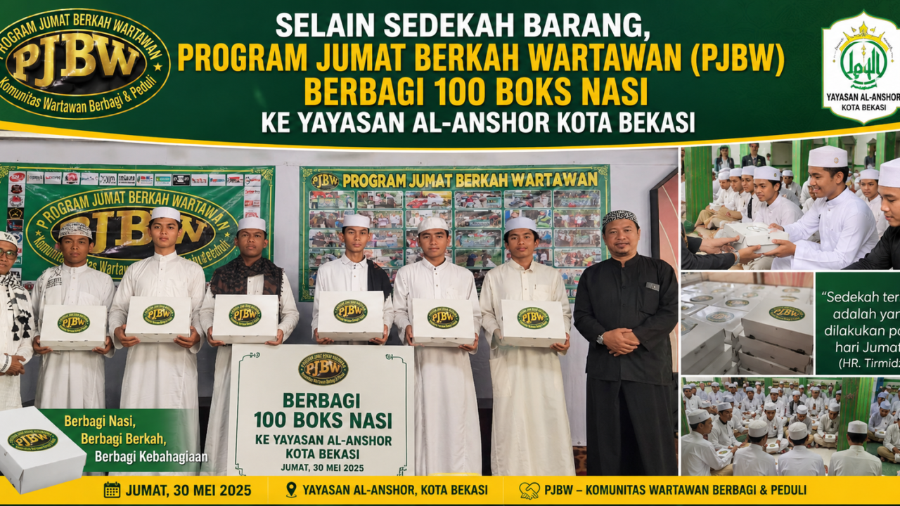 Selain Sedekah Barang, Program Jumat Berkah Wartawan Berbagi 100 Boks Nasi ke Yayasan Al-Anshor Kota Bekasi - Budayantara TV