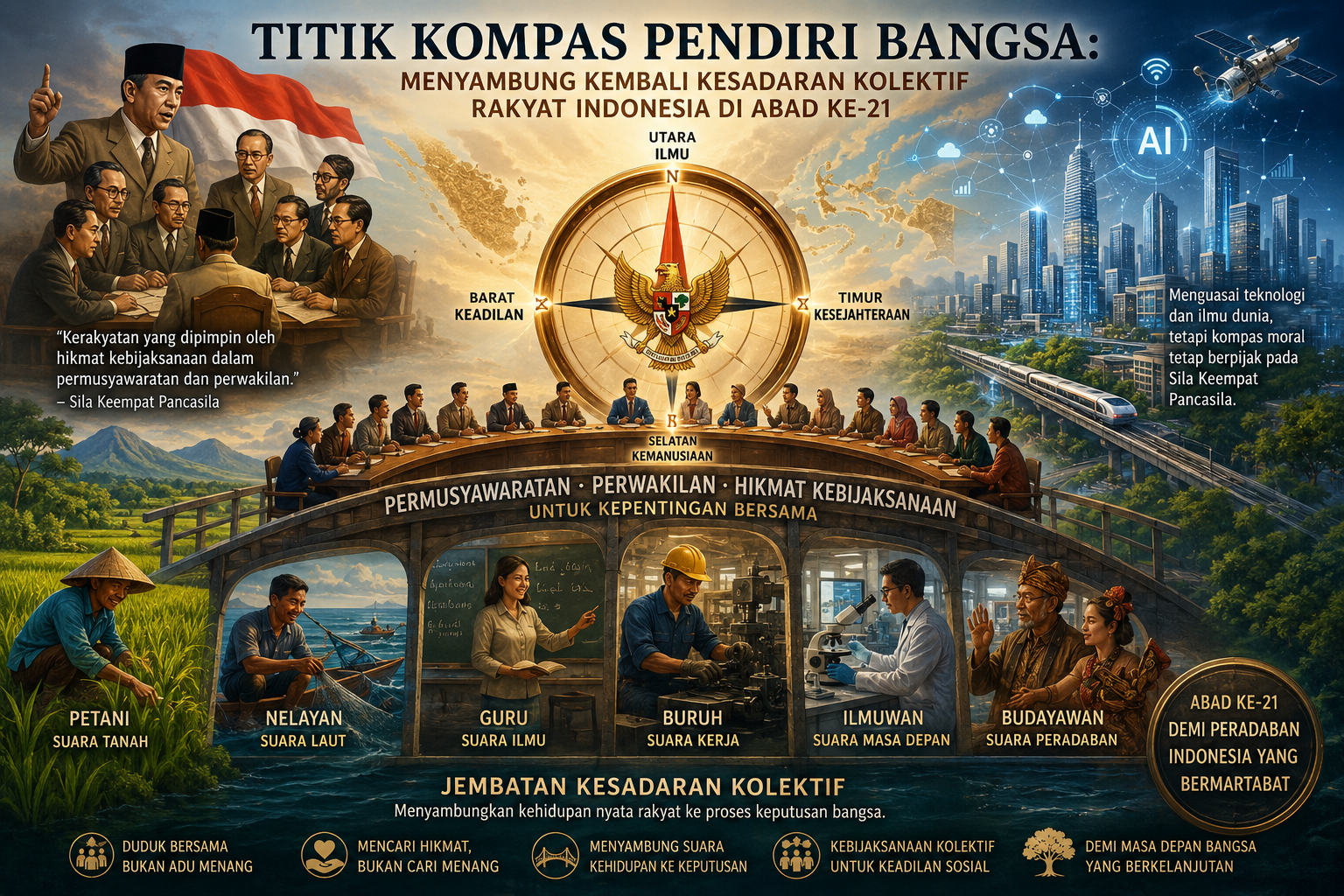 Titik Kompas Pendiri Bangsa: Menyambung Kembali Kesadaran Kolektif Rakyat Indonesia di Abad ke-21