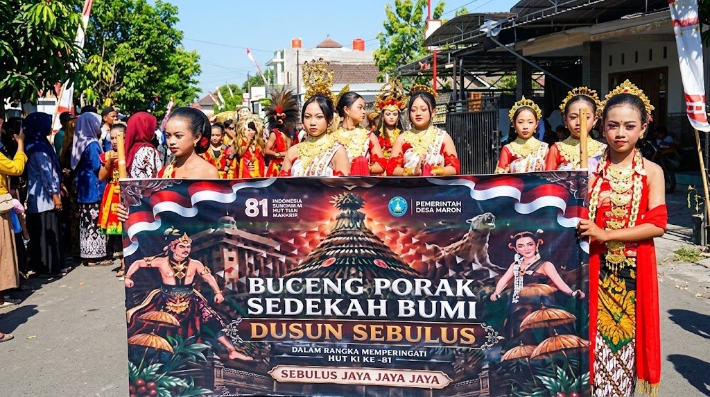 Buceng Porak Sedekah Bumi, Tradisi Gotong Royong Warnai HUT ke-80 RI di Desa Maron - Budayantara TV